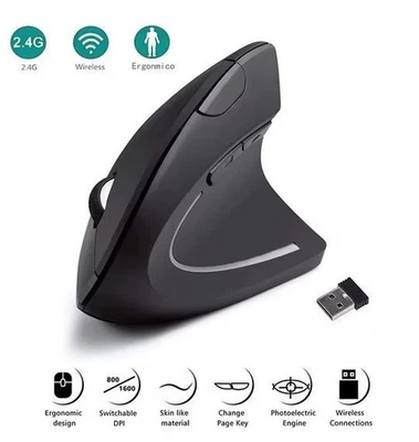 Vertical Mouse, Ergonomic, 2.4GHz, Wireless, 6 Buttons, 3 DPI 800/1200/1600 - Image 1 of 4
