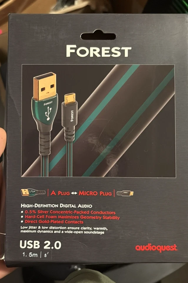 AudioQuest Forest USB-A to Micro-B 2.0 Cable 1.5m USBFOR01.5MI Gold-Plated - Image 1 of 1