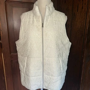 Ruby Rd. Women's Full Zip Lace Puffer Vest White Size 16 EUC - Picture 1 of 7