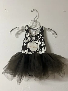 I Love Pflaume Kuh Druck Tutu braun weiß Bauernhof Tier Größe 2Y - Bild 1 von 3
