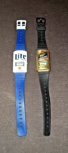 2x Relojes de pulsera digitales Miller Lite genuinos para publicidad de lata de cerveza de barril - Imagen 1 de 3