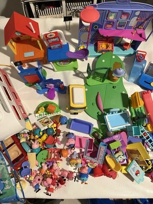 Peppa Pig Large Lot Over 40 Pieces Figurines Buses And More￼great Fun Lot - Image 1 of 4