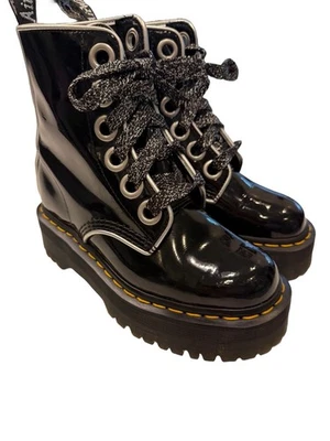 Dr Martens Women's Molly Platform Retro Quad Black Patent Lamper US 6 RARE - Image 1 of 4