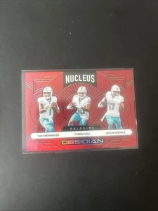 2024 Obsidian TYREEK HILL & TUA TAGOVAILOA & WADDLE Red Nucleus Dolphins /75 - Picture 1 of 2