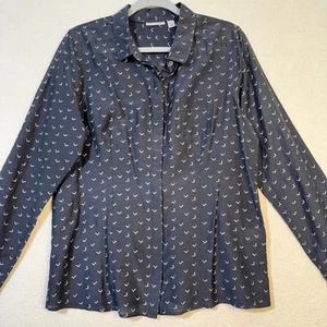 Halogen Silk Blend Dark Gray Arrow Print Long Sleeve Button Up Shirt Size Large  - Picture 1 of 8