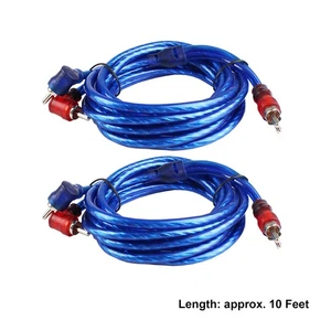2pcs 10FT Right Angle RCA Cable Stereo Audio 2 Channel Interconnect Copper Wire - Picture 1 of 13