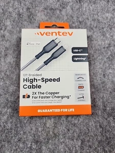 Ventev Apple iPhone 15 16 Samsung Galaxy 6ft USB-C to iPhone Braided Cable - Picture 1 of 2