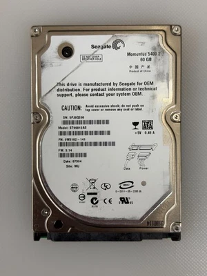 Seagate Momentus 5400.2 60GB Internal 5400RPM 2.5" HDD ST96812AS 9W3182-141 - Image 1 of 3