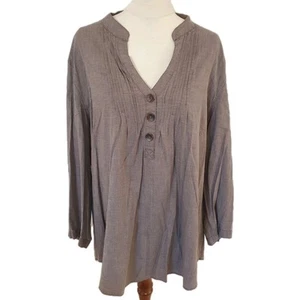 Oleg Cassini Size XXL Brown Linen Cotton Lightweight Top - Picture 1 of 10