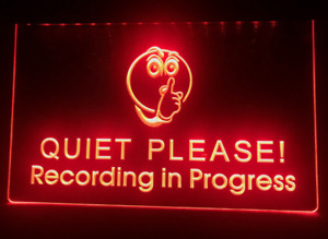 QUIET PLEASE Neon LED light Sign recording music radio studio size 12 x 8 in
