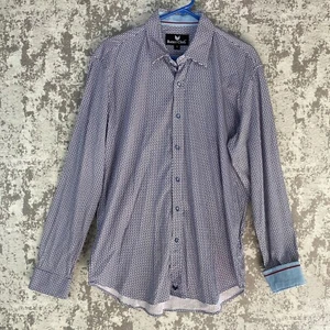 Buttertuch Shirt Herren große geometrische Würfel langärmelig geknöpft klappbare Manschette - Bild 1 von 15