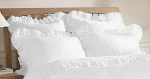 2 piezas Almohada con volantes de borde 100 % algodón egipcio 800 TC Colores y tamaños seleccionados - Imagen 1 de 25