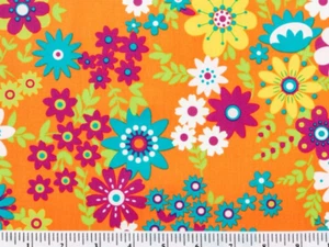 Boundless 100% Cotton Quilt Fabric Mini Fab Mod Bouquet Orange Floral - Picture 1 of 1