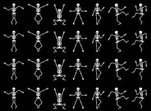 Calcomanías de vidrio fundido blancas de 1 pulgada de esqueletos de baile de Halloween 28 piezas - Imagen 1 de 2