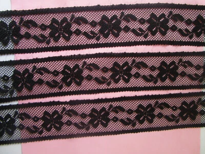 MARKENLOS 2m/5m Spitze Borte Nichtelastisch Schwarz 4,5cm stoff ATLDL115