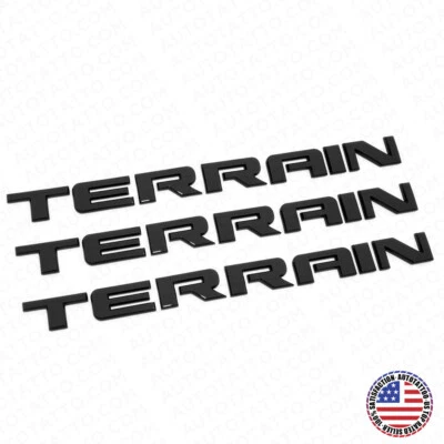 3x GMC Terrain Front Door & Rear Liftgate Nameplate  Emblem Decorate Gloss Black - Image 1 of 4