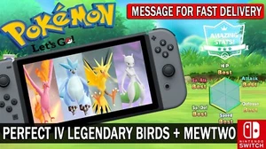 Pokémon Let's Go Pikachu & Eevee Best Stats Articuno, Moltres, Zapdos & Mewtwo - Picture 1 of 1
