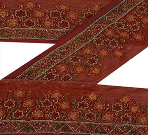 Sanskriti Vintage 3"W Sari Border Hand Beaded Trim Sewing Lace 1Yd - Picture 1 of 8