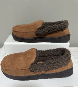 Men's Royal Class slipper faux fur, caramel suede, flannel lined Size 9/10 NWOT - Picture 1 of 5