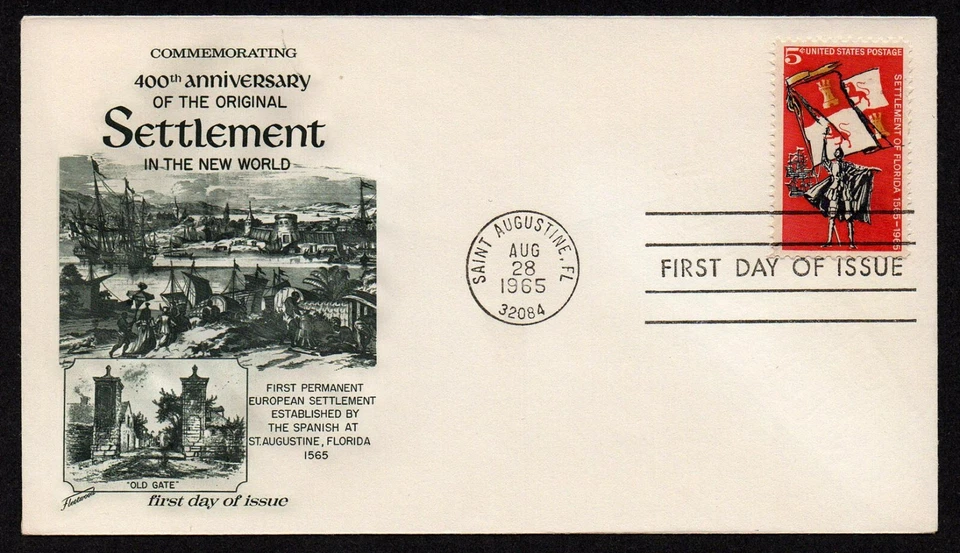 USA, SCOTT # 1271, FLEETWOOD FDC COVER OF 1965 FLORIDA SETTLEMENT, OLD GATE - Image 1 of 1