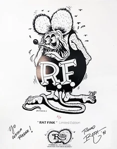 PÓSTER VRHTF NHRA DE COLECCIÓN FIRMADO POR RENO ROTH RAT FINK PRUEBA DE ARTISTA 17" X 22" - Imagen 1 de 5