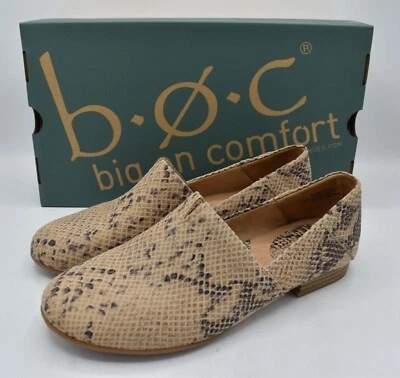 Zapatos Mocasines BOC by Born Para Mujer 7.5 Suree Desnudo Negro Serpiente Cuero Grano Completo Foto 1 de 4