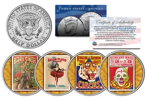 CIRCUS CLYDE BEATTY COLE BROS BARNES RINGLING SELLS-FLOTO Posters JFK 4-Coin Set - Picture 1 of 1