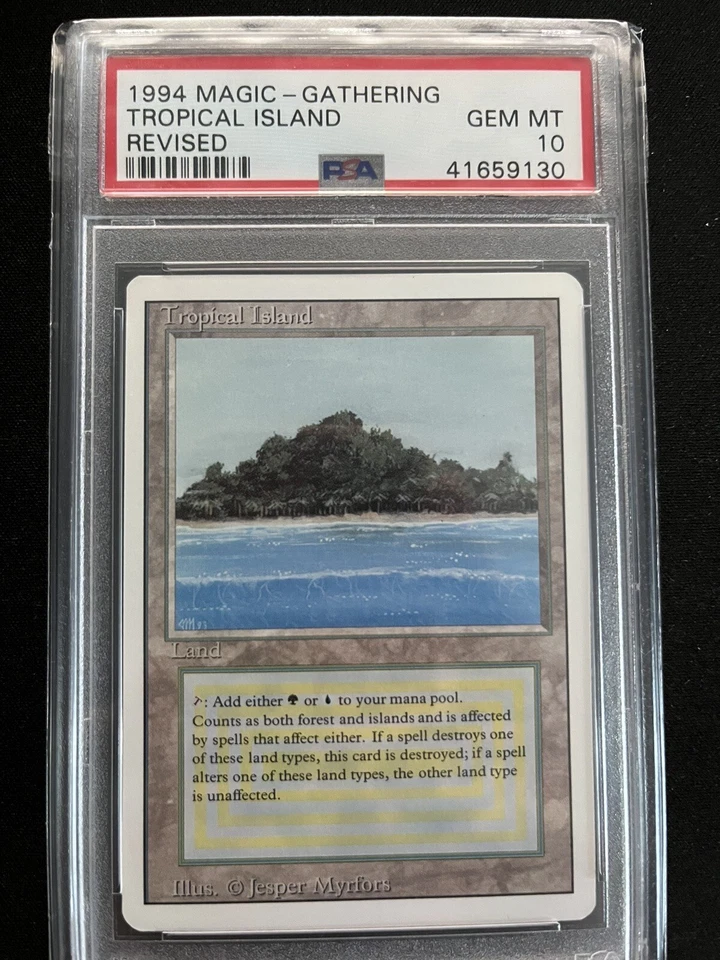 MTG 1994 Revised Tropical Island PSA 10 Gem Mint Dual Land Magic The Gathering - Imagen 1 de 1