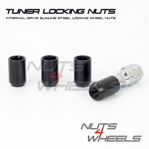 4 x Black Tuner Locking Nuts Fits Ford Ranger with Aftermarket Alloys - Picture 1 of 2