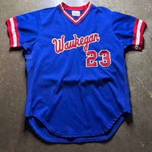 Vintage 1970s Wilson Waukegan illinois Embroidered Baseball Jersey Sz XL - Picture 1 of 4
