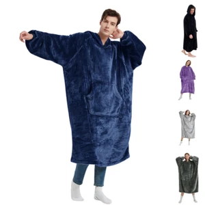 Ultra Plush Warm Wearable Blanket Hoodie Comfy Giant Sweatshirt Sherpa & Fleece - Picture 1 of 27