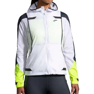 Brooks Run Visible Convertible Womens Running Jacket White Hooded Hi Vis Ladies - Picture 1 of 10