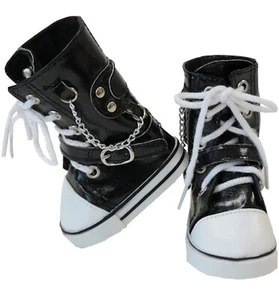 AUSVERKAUF! Schwarze High Tops Sneaker Stiefel mit Ketten passend American Girl Größe Puppe - Bild 1 von 2