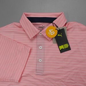 Puma MATTR Tucker Polo Golf Shirt Short Sleeve Striped Peach 621786 Men's Size M