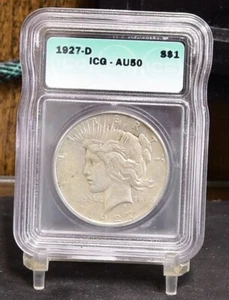 1927-D Peace Dollar - ICG AU50 (#54281-L) - Picture 1 of 12