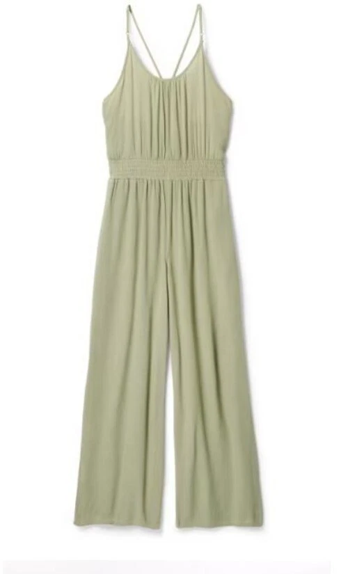 Prana Women's Fernie Jumpsuit Wide Leg Pull On Swim Cover Green Size Small
