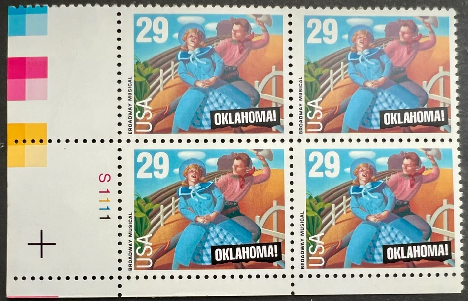 Scott # 2722 - US Plate Block Of 4 - Oklahoma Broadway Musical - MNH - 1993 - Image 1 of 1