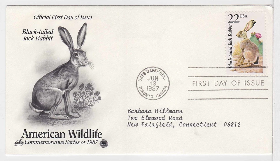 TurtlesTradingPost- American Wildlife- Jack Rabbit- 1987- #2305- FDC Artcraft - Image 1 of 1