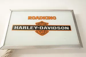 Harley Davidson Motorcycles Roadking (HSE) Lighted Sign (JSF6) Vintage Glass - Picture 1 of 10