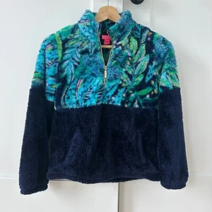 Lilly Pulitzer Kids Fuzzy Pullover Half Zip Cozy Soft Blue XL 12 14 - Picture 1 of 10