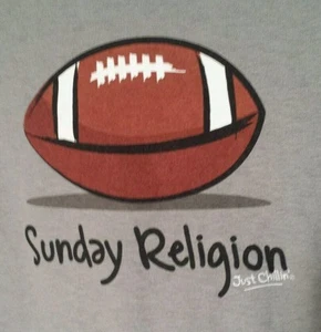 HERREN FUSSBALL T-SHIRT SUNDAY RELIGION JUST CHILLIN GR XL GRAU VATERTAG - Bild 1 von 3