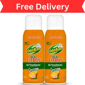 2-Pack OdoBan Real Citrus Orange Air Freshener 360 Continuous Spray, 10 Oz - Picture 1 of 3