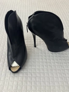GIUSEPPE ZANOTTI Peep Toe Ankle Black Boots Size EU 40 US 9 - Picture 1 of 12