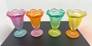Set of 4 Vintage Libbey Ka-Dinks Frosted Parfait Ice Cream 5 3/4" Sundae Glasses - Picture 1 of 10