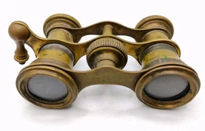 Vintage Small Chevaller Brass Opera Glasses Binoculars Paris 4" Wide And 2" Deep - Picture 1 of 24