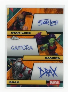 2025 Topps Chrome Marvel FT-SGD Star-Lord Gamora Drax Triple Auto Orange 24/25 - Picture 1 of 3