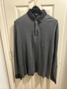 Express Kragen Poloshirt Herren Größe L traditionelle Passform Langarm grau neu $ 74 - Bild 1 von 4