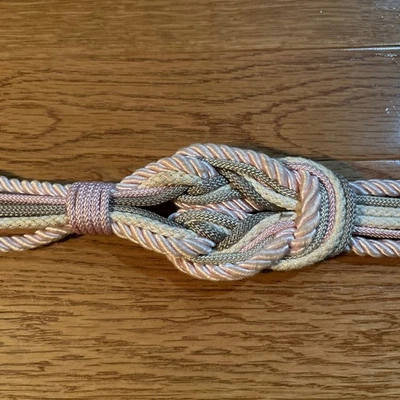 Vintage Braided  Belt Women's Boho Statement Pink/Gray/Beige Elastic Ends 31” - Image 1 of 3