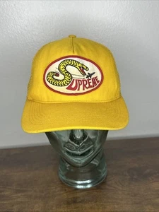 Vintage Supreme Sidewinder 5-panel Trucker Hat cap mesh snake Yellow Snapback - Picture 1 of 9