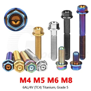 Titanium Bolt Hex Head Flange Screws M4 M5 M6 M8 for Motorcycle Bicycle Modified - Picture 1 of 12